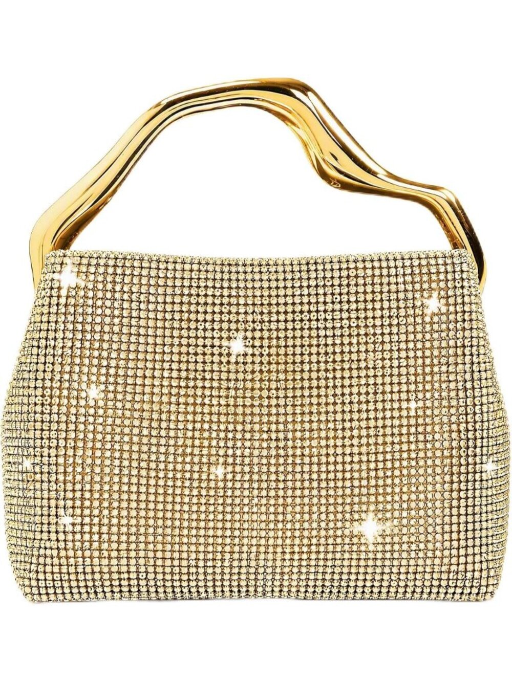 Women's Gold Rhinestone Top Handle Elegant Wedding Clutch Purse Evening Bags